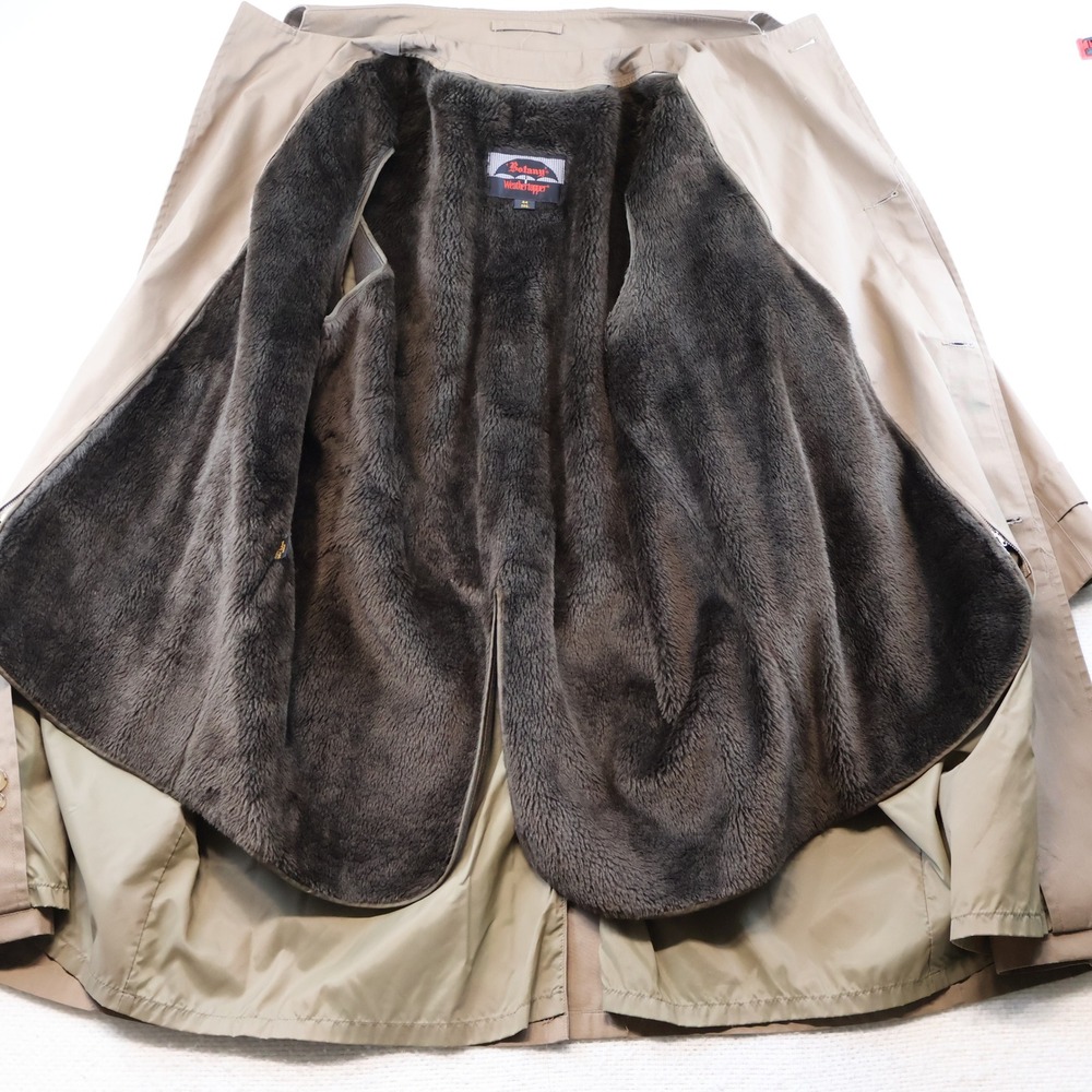 Botany Mens 44 Reg Weathertopper Trench Coat Brown Zip Out Faux Fur Lining USA - Picture 8 of 11